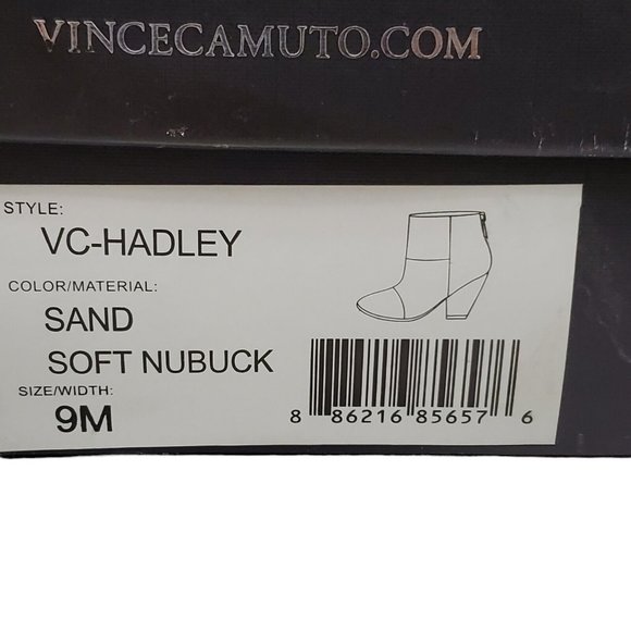NEW Vince Camuto Hadley Ankle Bootie Sand Soft Nubuck Suede Tan Women's Sz 9 M - Picture 8 of 8